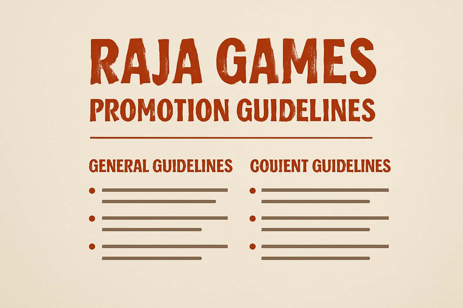 An informative banner showcasing the Promotion Guidelines for Raja Games with clear typography.