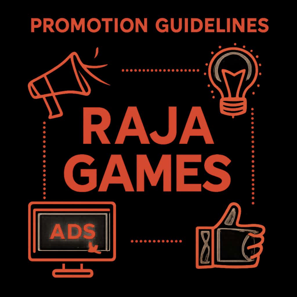 An educational illustration detailing the sections of the Promotion Guidelines for Raja Games.