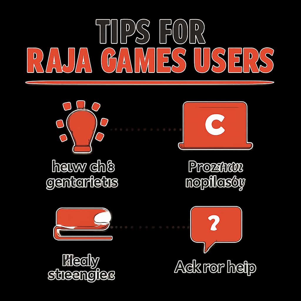 An educational diagram outlining tips for Raja Games users.