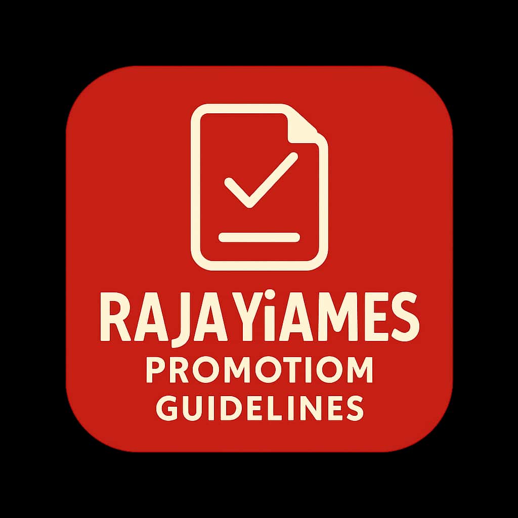 A badge symbolizing the Promotion Guidelines for Raja Games.