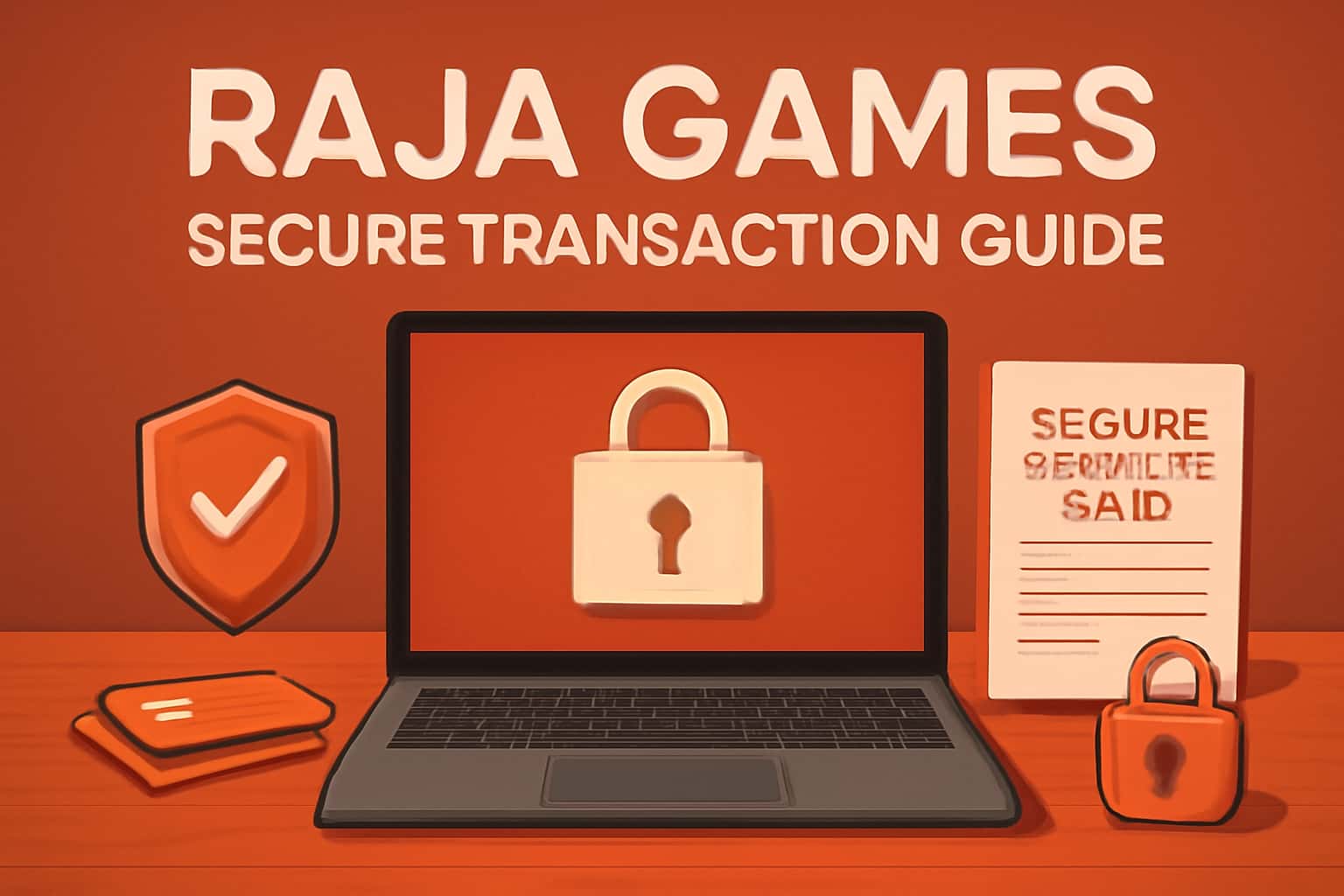 An illustrative depiction of secure online transactions in gaming, featuring the text 'Raja Games'.